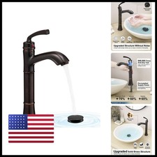 HEYMYTAP Brass Tall Bathroom Faucet 1 Hole, Oil Rubbed Bronze Bathroom Vessel picture