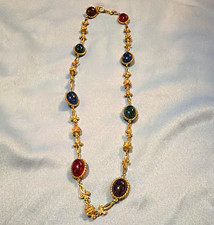Authentic Vintage Givenchy Runway Jewel Tone Cabochon Necklace DAMAGED AS IS picture
