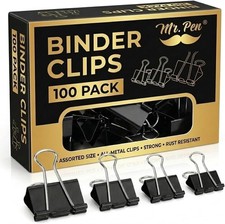 - Binder Clips, 100 Pcs, Assorted Sizes, Black Binder Paper Clips | Bulk picture