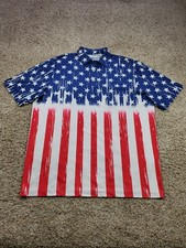 ShankitGolf Polo Shirt XL Mens Short Sleeve Stretch Pullover Stars & Stripes  picture