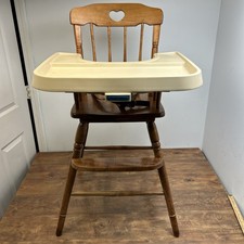 VINTAGE 1983 Fisher Price Wooden High Chair With Tray RARE Made In USA picture
