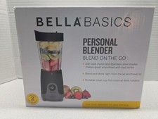 Bella Basics Personal Blender 14 Oz Black Gray 240 Watt Motor Smoothie NIB picture