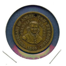 1866 Centenary of American Methodism Children's Medal 29mm Holed Token  picture