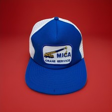 Vintage NOS Mens MICA CRANE SERVICE SnapBack Trucker Cap ~ Large Patch Hat picture