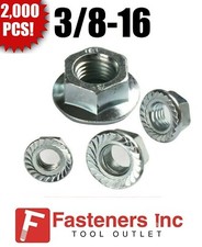 (Qty. 2000) 3/8-16 Hex Flange Nuts Serrated Zinc Plated 