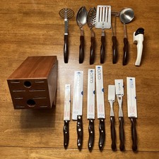Cutco Homemaker Kitchen Knife Set Block Partial With Extras 15 Pieces Vtg Swirl picture