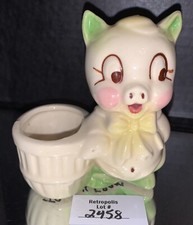 Vintage Porky Pig Ceramic Cactus Planter Green Multicolor picture