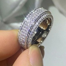 2.4Ct VVS1 Round Cut Lab Created Diamond Men's Engagement 14K White Gold FN Ring picture