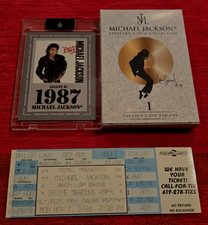ORIGINAL 1988 MICHAEL JACKSON BAD US TOUR TICKET  &  1 KEEPSAKE ALBUM CARD /1987 picture