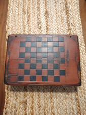 Primitive Wooden Box Red/Black Checkers Pattern Decor Storage Americana Country picture