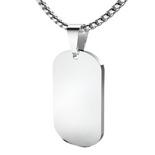 Mens Stainless Steel Dog Tag Pendant Necklace,Simple Blank Pendant Necklaces Jew picture