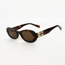 Miu Miu SMU 06Z Oval Sunglasses Dark Havana Brown Lens Women 50-20-140 picture