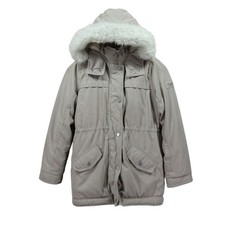 Abercrombie Kids Parka 11/12 Tan Utility Y2K Faux Fur Hooded Jacket picture