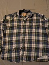 Vintage Woolrich Shirt XL Men's Green, Blue, and White Plaid Button-Up Shirt picture