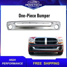 1-Piece Chrome Front Bumper For 2002-2008 Dodge Ram 1500 With Fog Light Holes picture