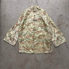 Vintage 60s Mandarin Fashions Silk Scenic Brocade Jacket Gold Tan Medium picture
