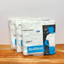 Vintage Healthknit T Shirts Mens MEDIUM 38-40 2 Pack NOS Made USA 50/50 White picture