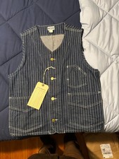Non Stock Vintage 1930s Wabash Stripe Work Vest Railroad Workwear Jean Waistcoat picture