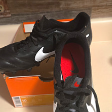 Nike Tiempo Rio FG Black/White/Red Low Top Lace-Up Soccer Cleats 509038-010 picture