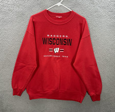 Vintage Wisconsin Badgers Sweatshirt Adult XL Red Crewneck Embroidered 90s Y2K picture