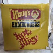 Wendy's Emblem Fast Food Red Yellow Stadium Seat Pillow Vintage picture