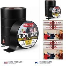 XFasten Black Duct Tape Heavy Duty Waterprooof Super Strong 2” x 50 Yards (5-... picture