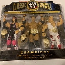 WWE Classic Superstars Limited Ed Champions The Rock, Bret Hart, Shawn Michaels picture