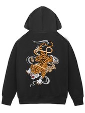 Niepce Japanese Streetwear Rich Tiger Embroidered Zip Up Hoodie for Men picture