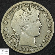 1914 S Barber Silver Half Dollar 50C - Cleaned picture