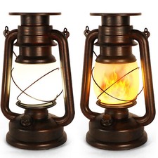 2PCS Solar Lantern Hanging Lights Dancing Flame Vintage Waterproof Camping Lamps picture