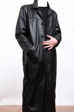 Mens Black Genuine Lambskin Leather Stylish Trench Coat Casual Style Long Coat picture