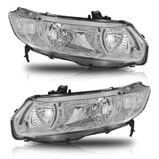 2Pcs Headlights For 2006-2011 Honda Civic Coupe 2Dr Chrome Housing Clear Corner picture