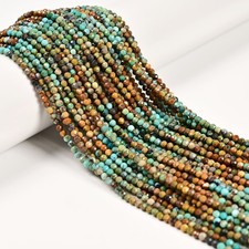 Natural Gradient Turquoise Faceted Round Beads Size 3mm 15.5'' Strand picture
