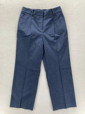 Talbots Bristol Ankle Crop Pant Women's 10 Blue Stretch Fabric High Rise Pleated picture