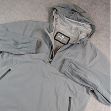 FootJoy HydroLite X Rain Jacket Mens M Grey Half Zip Hooded Windbreaker Golf picture