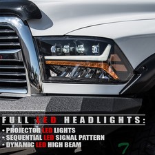 Topline For 2009-2018 Dodge Ram Full LED Sequential Projector Headlights - Black picture