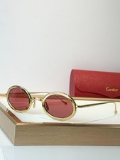 CARTIER CT0649S Gold Oval Sunglasses Red Lenses 140 picture