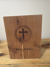 VTG Memorial Bible Carpenters Union Cedar Wood Case 1961 picture