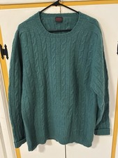 O'Connell's Scottish Shetland Wool Sweater Cable Knit Turquoise Teal Size 44 picture