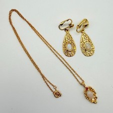 Set of 2 Van Doran And Elizabeth Ferrel Genuine Ruby Opal Necklace Earrings NIB picture
