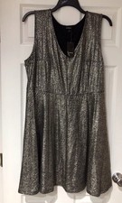 NWT - Torrid Gold Foiled Textured Skater Dress. Size 3x Black/gold Sleeveless picture