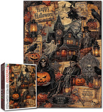 Halloween Ghost Jigsaw Puzzles 1000 Pieces for Adults, Families(Pumpkin Carriage picture