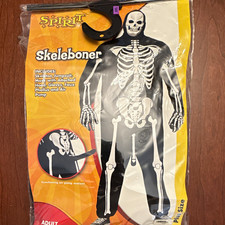 Spirit Skeleboner Adult Skeleton Outfit XXL Mask Hood Gloves Pump picture