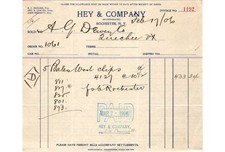 Hey Co Invoice 1906 Baker-Vawter Wood Clips A.G. Dewey Receipt NY & Vermont picture