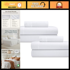 100% Organic Cotton Twin Sheet Set - 2 Pack, Bright White, Soft & Breathable picture