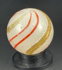 Antique German Handmade Opaque Banded Lutz Marbles - .682