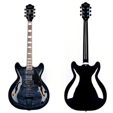 GROTE Jazz Electric Guitar Semi-Hollow Body Trapeze Tailpiece (Black) picture