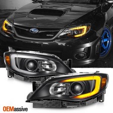 Fit 2008-2014 Impreza WRX LED DRL SWITCHBACK Signal Black Projector Headlights picture