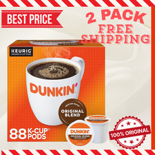 [2 PACK] Dunkin' Original Blend Coffee Keurig K-Cup Pods Medium Roast 88/Carton picture