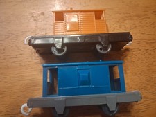 Thomas & Friends Trackmaster Cargo Caboose Brake Van Orange Light Blue Lot 2x picture